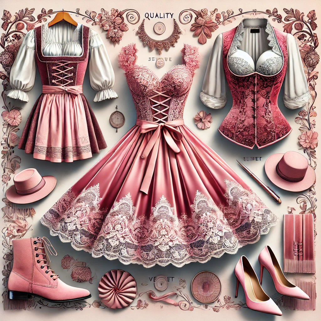 Kupte si krásu Růžových dirndl šatů, dirndl a samet dirndl